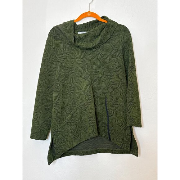 Habitat Cowl Neck Sweater Knit One Pocket Zipper Hem Detail Tunic Green Small - Picture 1 of 8